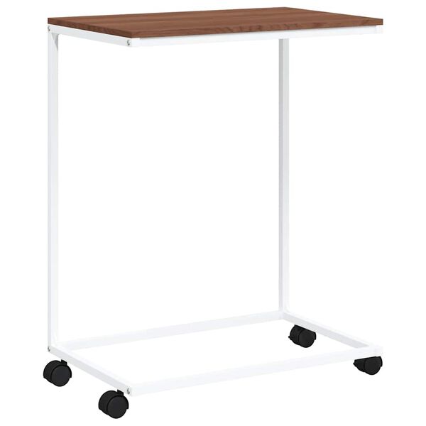 vidaXL Side Table with Wheels White 55x35x70 cm Engineered Wood