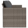 vidaXL Garden Sofa with Cushions 3-Seater Grey Poly Rattan