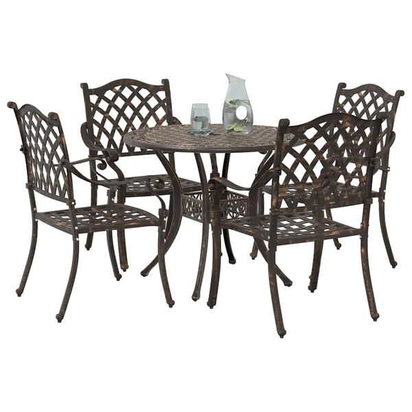 vidaXL Garden Dining Set 5 pcs Bronze Aluminium