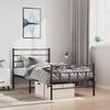 vidaXL Metal Bed Frame without Mattress with Footboard Black 100x190cm