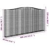 vidaXL Arched Gabion Baskets 3 pcs 400x30x200/220 cm Galvanised Iron