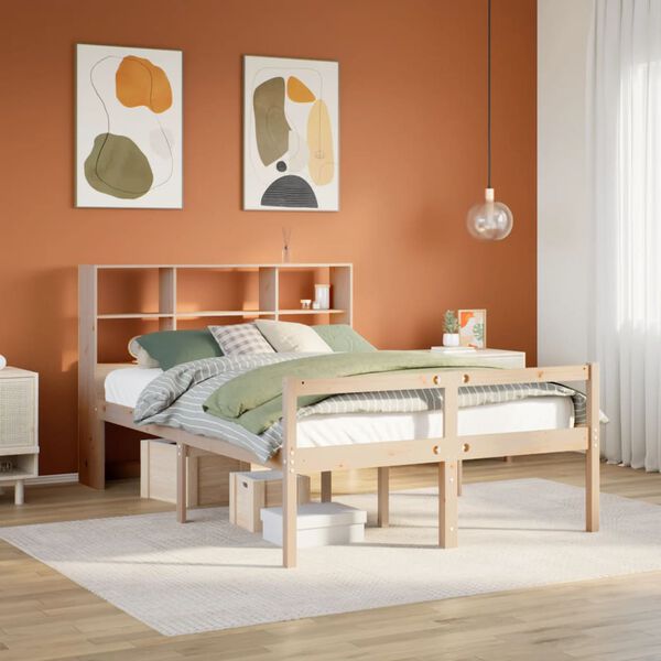 vidaXL Bookcase Bed without Mattress 160x200 cm Solid Wood Pine