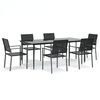 vidaXL 7 Piece Garden Dining Set Poly Rattan and Steel