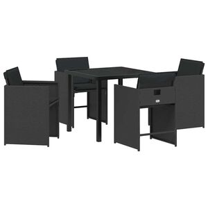 vidaXL Garden Dining Set 5 pcs Black Poly Rattan