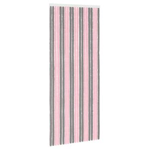 vidaXL Insect Curtain Chenille Silver Grey and Pink 90 x 220 cm