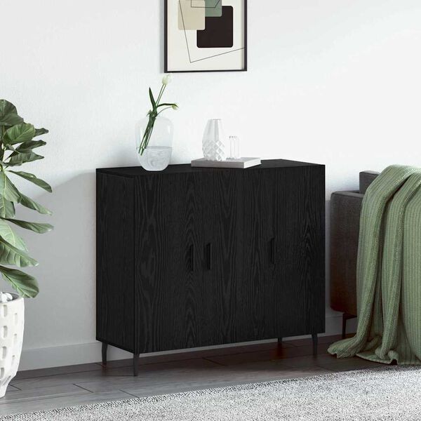 vidaXL Sideboard Black Oak 90 x 34 x 80 cm Engineered Wood