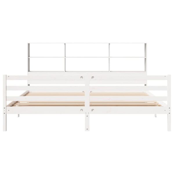 vidaXL Bookcase Bed without Mattress White 180x200 cm Super King Solid Wood Pine