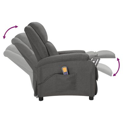 vidaXL Wing Back Massage Chair Dark Grey Fabric