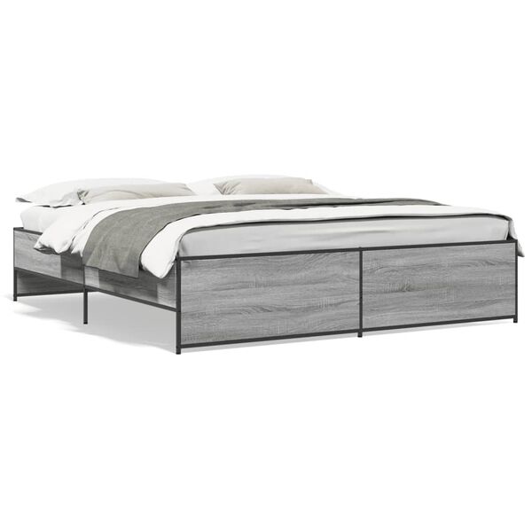 vidaXL Bed Frame without Mattress Grey Sonoma 200x200 cm