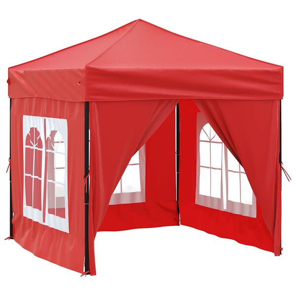 vidaXL Folding Party Tent with Sidewalls Red 2x2 m