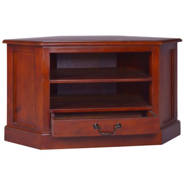 vidaXL Corner TV Cabinet Classical Brown Solid Mahogany Wood