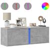 vidaXL TV Wall Cabinet with LED Lights Concrete Grey 100x31x35 cm
