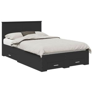 vidaXL Bed Frame with Headboard Black 120 x 200 cm Engineered Wood