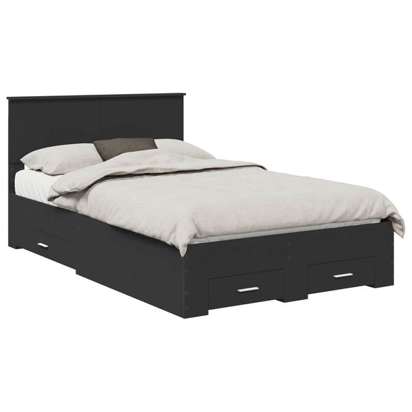 vidaXL Bed Frame with Headboard Black 120 x 200 cm Engineered Wood