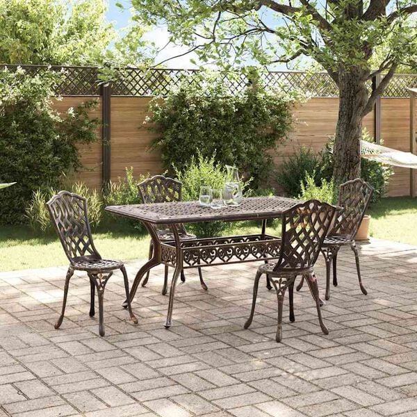 vidaXL Garden Dining Set 5 pcs Bronze Aluminium