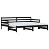 vidaXL Daybed with Trundle without Mattress Black 80x200 cm Solid Wood