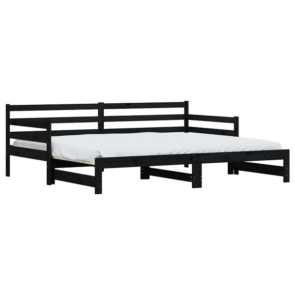 vidaXL Daybed with Trundle without Mattress Black 80x200 cm Solid Wood