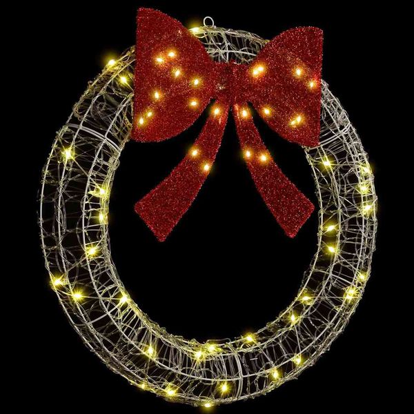 vidaXL Wreath with 60 LEDs Warm white 76 x 8.5 x 76 cm Acrylic