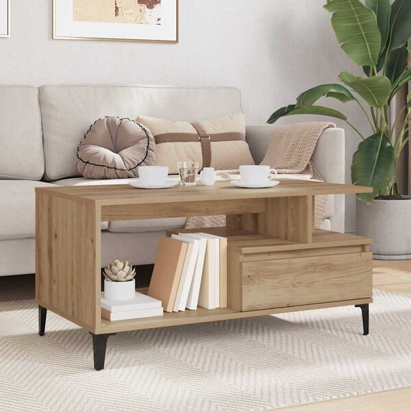 vidaXL Coffee Table Artisan Oak 90 x 49 x 45 cm Engineered Wood