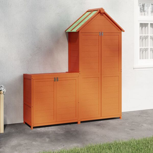 vidaXL 2 Piece Garden Tool Shed Set Brown Solid Wood Pine