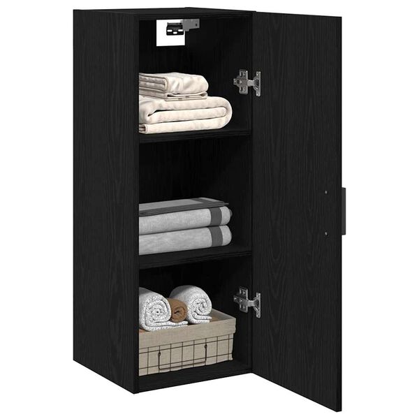 vidaXL Wall Mounted Cabinet Black Oak 34.5x34x90 cm Engineered Wood