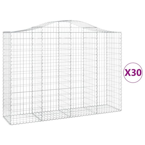 vidaXL Arched Gabion Baskets 30 pcs 200x50x140/160 cm Galvanised Iron