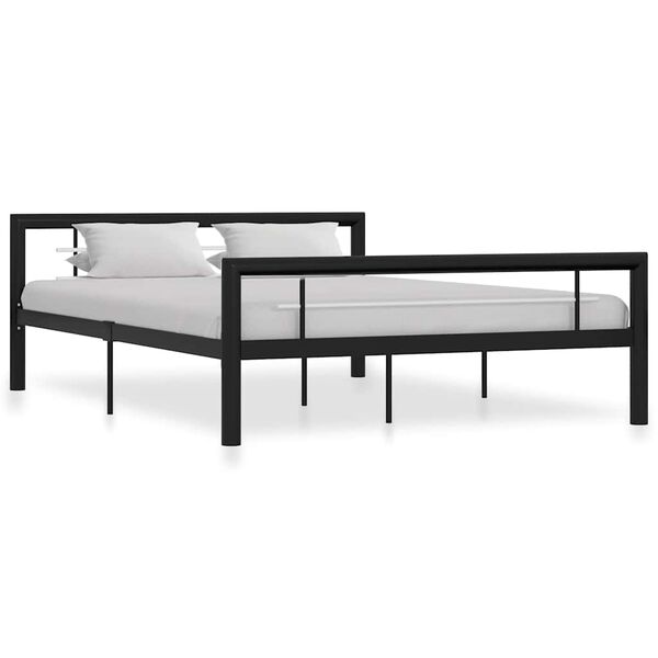 vidaXL Bed Frame without Mattress Black and White Metal 140x200 cm