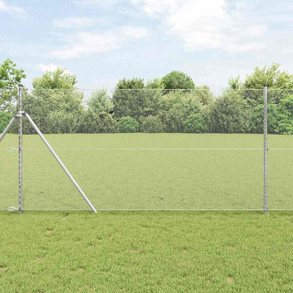 vidaXL Hexagon Fence Silver 1.4 x 100 m Galvanised steel