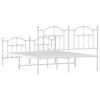 vidaXL Metal Bed Frame without Mattress with Footboard White 135x190cm