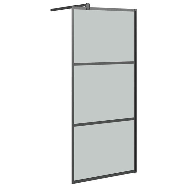 vidaXL Walk-in Shower Wall with Shelf Black 80x195cm ESG Glass&Aluminium