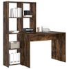 vidaXL Desk with Shelf Smoked Oak 138.5 x 55 x 143 cm Engineered Wood