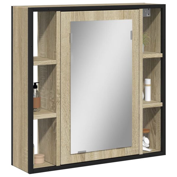 vidaXL Bathroom Mirror Cabinet Sonoma Oak 60x16x60 cm Engineered Wood