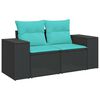 vidaXL 5 Piece Garden Sofa Set with Cushions Black Poly Rattan Acacia