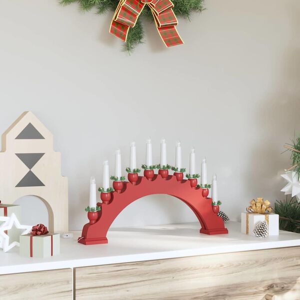 vidaXL Christmas Candle Arch with 10 LED Candles Red 47 x 5 x 29 cm
