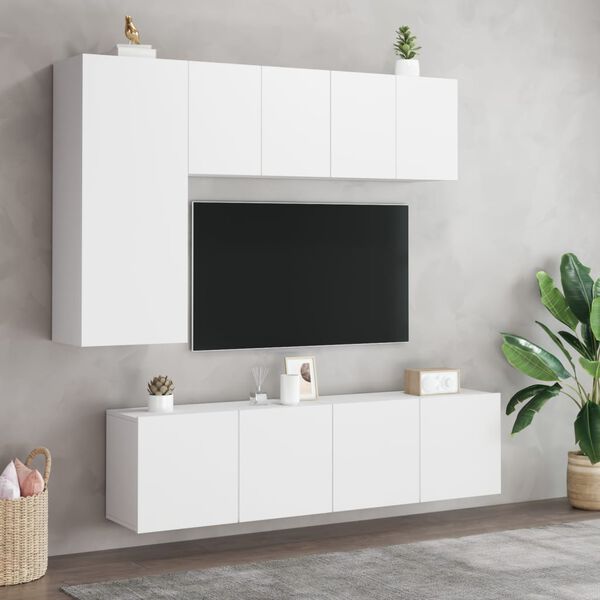 vidaXL 5 Piece TV Wall Units White Engineered Wood