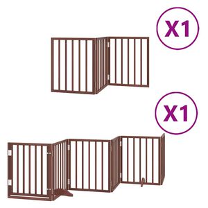 vidaXL Dog Gate with Door Foldable 9 Panels Brown 450 cm Poplar Wood