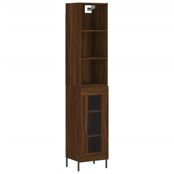 vidaXL Highboard Brown Oak 34.5x34x180 cm Engineered Wood