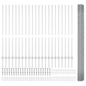 vidaXL Welded Wire Fence with Posts 50 x 1.4 m Galvanised Steel Silver