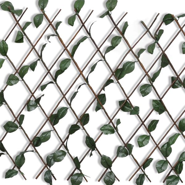 vidaXL Willow Trellis Fence 5 pcs with Artificial Leaves 180x90 cm