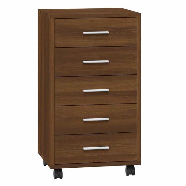 vidaXL Drawer Cabinet with Castors Brown Oak Engineered Wood