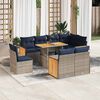 vidaXL 9 Piece Garden Sofa Set with Cushions Grey Poly Rattan Acacia