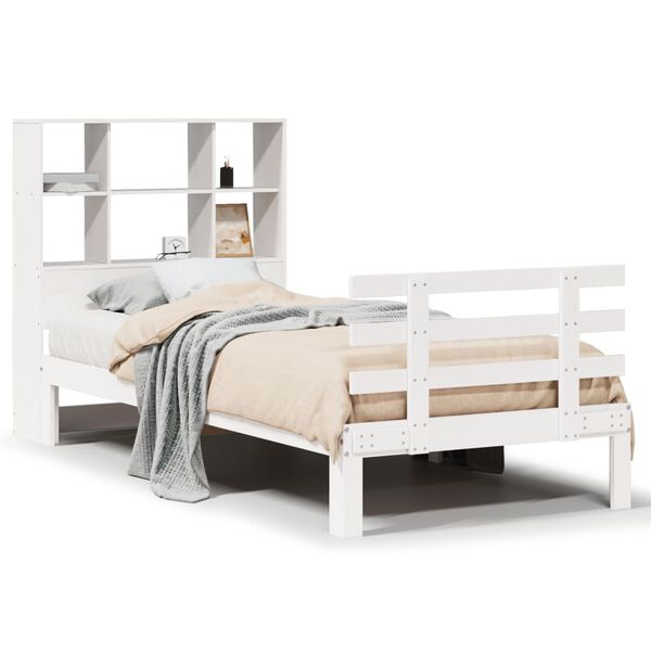 vidaXL Bookcase Bed without Mattress White 90x200cm Solid Wood Pine