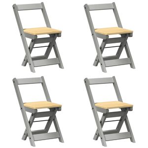 vidaXL Folding Chairs 4 pcs "Corona" Grey Solid Wood Pine