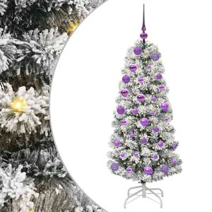 vidaXL Artificial Hinged Christmas Tree Green and White 120 cm