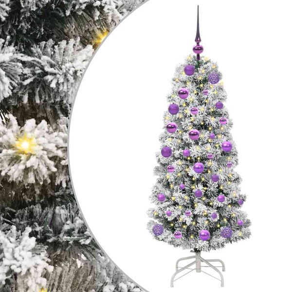 vidaXL Artificial Hinged Christmas Tree Green and White 120 cm