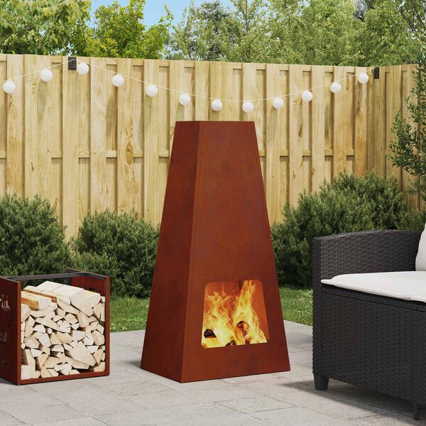 vidaXL Fire Pit Brown 50 x 35 x 100 cm Weathering Steel