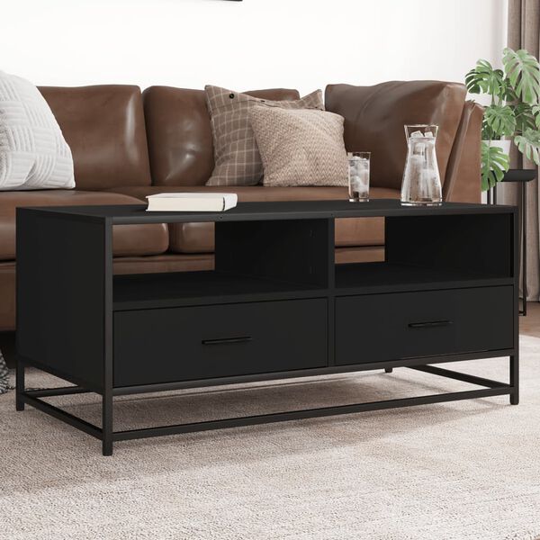 vidaXL Coffee Table Black 100x50x45 cm Engineered Wood and Metal