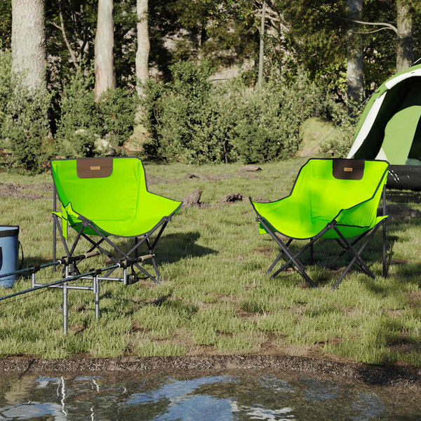 vidaXL Camping Chairs with Pocket Foldable 2 pcs Green