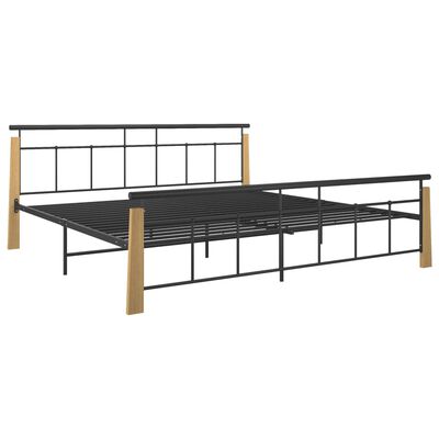 vidaXL Bed Frame Metal and Solid Oak Wood 200x200 cm
