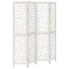 vidaXL Room Divider 4 Panels White Solid Wood Paulownia